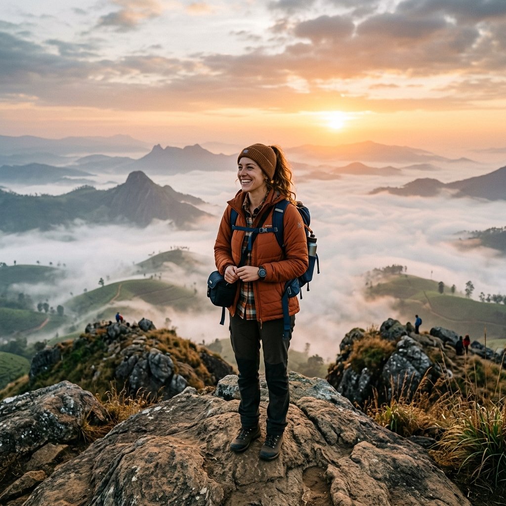 Traveler in Munnar Mist